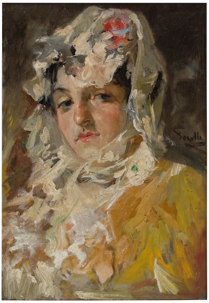 'Cabeza de mujer con mantilla blanca', de Joaquín Sorolla, en el Museo del Prado pero reclamada por la abogada Laura Sánchez Gaona en nombre de los herederos del marqués de Villalonga. 