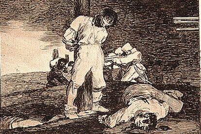 <i>Y no hay remedio</i> (realizado entre 1810 y 1815, publicado en 1863), de la serie <i>Los desastres de la guerra,</i> de Francisco de Goya.