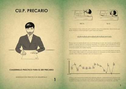 'CU.P. Precario. Cuadernillo práctico para el ser precario', 2014, de Paula Cueta. Ilustraciones de Miguel García Amado.
