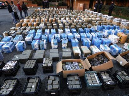 Drugs confiscated in Wednesday&#039;s raid against a hashish-smuggling ring in Toledo province.