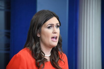 Sarah Huckabee Sanders, este viernes en la Casa Blanca