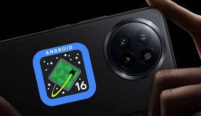 Teléfono de POCO con logo de Android 16