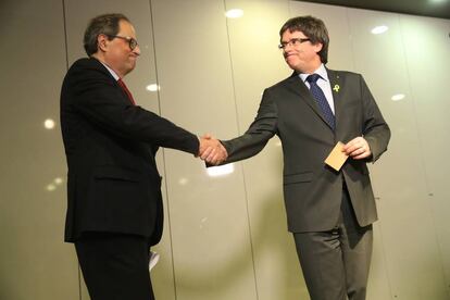 Tuesta y Carles Puigdemont el pasado mayo en Berlín.