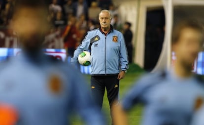 Del Bosque, durante un entrenamiento de la selecci&oacute;n.