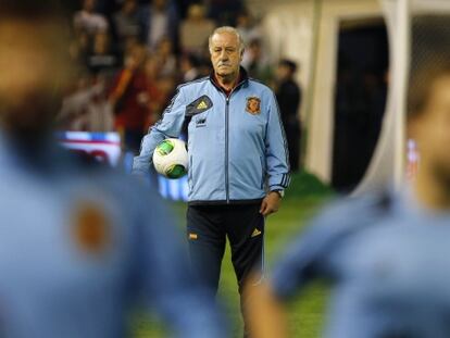 Del Bosque, durante un entrenamiento de la selección.
