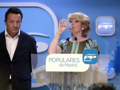 Esperanza Aguirre este martes en la sede del PP.