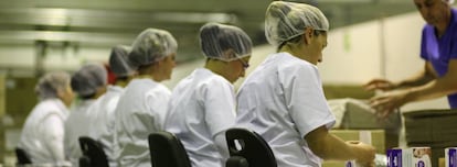 Línea de montaje de la fábrica de Cosmewax en Jerez de la Frontera, en la provincia de Cádiz.