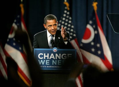 Obama pronuncia un discurso con nuevas propuestas económicas en Toledo, Ohio.
