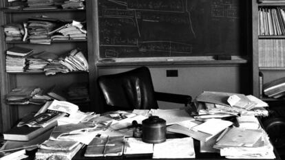 Imagen del despacho en Princeton de Albert Einstein tomada en 1955.