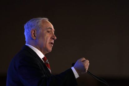 Netanyahu, durante su discurso del lunes en Jerusalén.