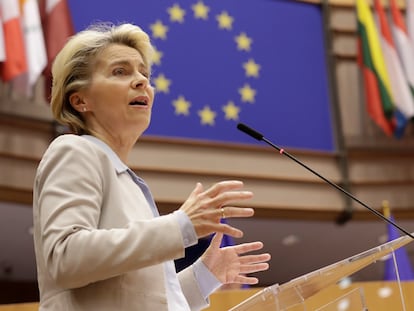 La presidenta de la Comisión Europea, Ursula von der Leyen, este miércoles en Bruselas.