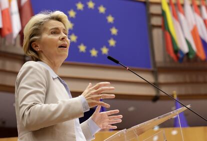 La presidenta de la Comisión Europea, Ursula von der Leyen, este miércoles en Bruselas.