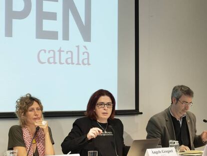 Rodríguez (izquierda), Gregori y Subirana, durante el acto informativo  del miércoles en Barcelona.