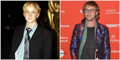 Tom Felton, el villano Draco Malfoy, de niño y en una imagen de este año.