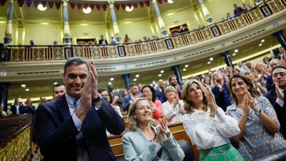 El presidente del Gobierno, Pedro Sánchez, tras su intervención en el debate del estado de la nación.
