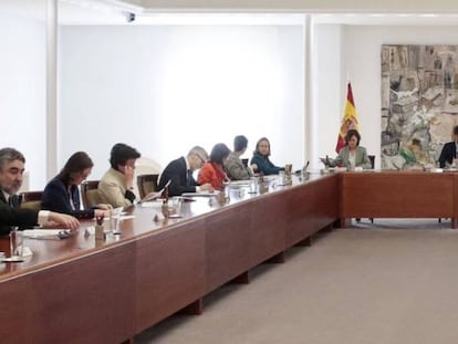 Reunión del Consejo de Ministros en que se ha aprobado el estado de alarma.