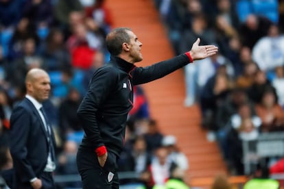 El entrenador del Athletic de Bilbao, Gaizka Garitano, durante el partido ante el Real Madrid.