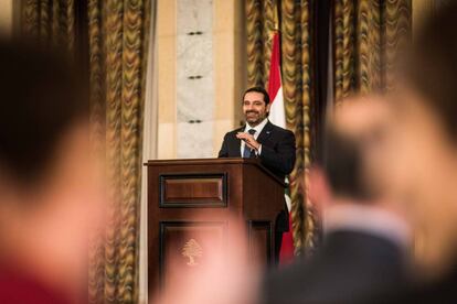 El primer ministro liban&eacute;s, Saad Hariri, este jueves en el Serrallo de Beirut. 
 