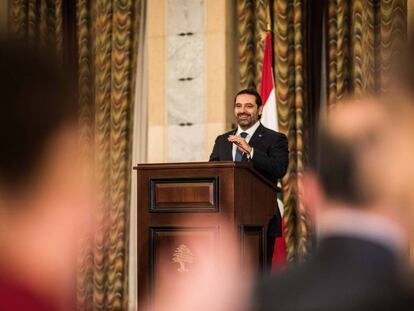 El primer ministro liban&eacute;s, Saad Hariri, este jueves en el Serrallo de Beirut. 
 