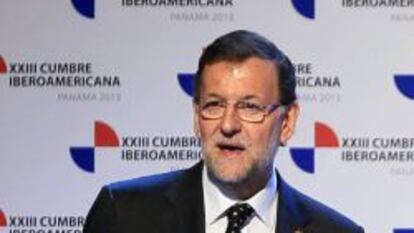 El presidente del gobierno, Mariano Rajoy, se dirige a los asistentes al acto de inauguraci&oacute;n de la XXIII Cumbre Iberoamericana de Panam&aacute;.