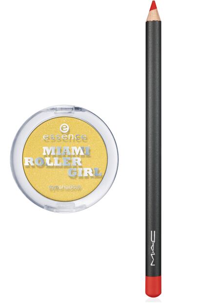 Juega con tu maquillaje en el día en el que la Copa de Europa llega a España. Lo puedes hacer con esta sombra amarilla de Essence (1,99 euros) y este lápiz perfilador de labios de MAC en el tono What a Blast (C.P.V.).