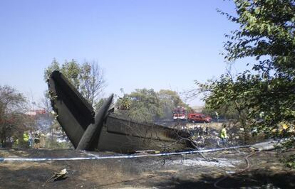 Restos del avión de Spanair siniestrado el 20 de agosto de 2008.