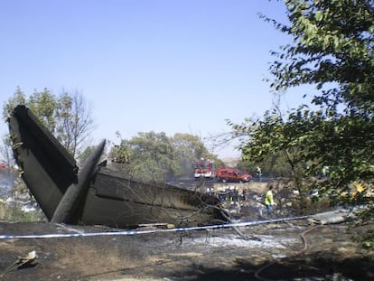 Restos del avión de Spanair siniestrado el 20 de agosto de 2008.