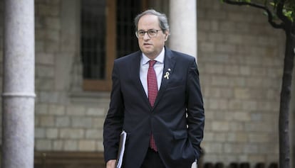 El 'president' Quim Torra, a su entrada a la reunión semanal del Consejo Ejecutivo del Govern.