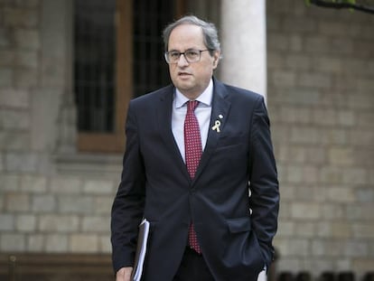 El 'president' Quim Torra, a su entrada a la reunión semanal del Consejo Ejecutivo del Govern.