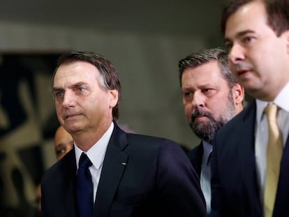 El presidente brasileño, Jair Bolsonaro, este miércoles en el Congreso.