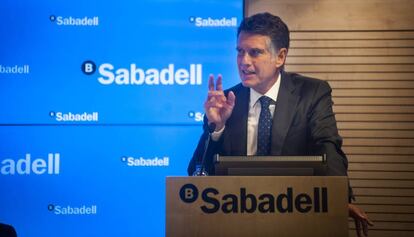 Jaume Guardiola, consejero delegado de Banco Sabadell este viernes en Barcelona.
