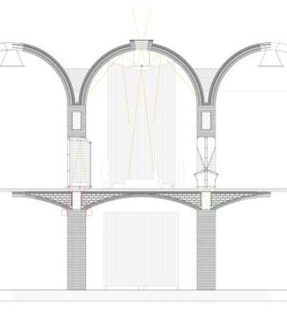 Detalle de las tipologías de vitrinas y expositores del proyecto de AV62 para el nuevo museo.