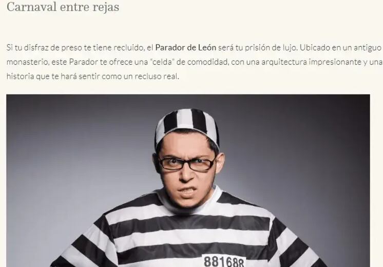 Paradores retira una campaña de carnaval con disfraces de presos en una vieja cárcel franquista de León
