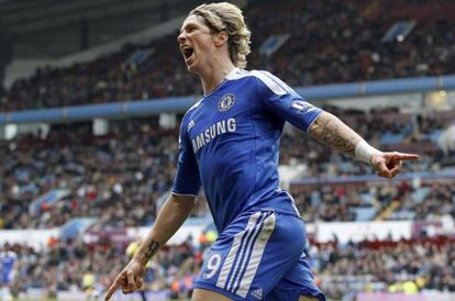 Torres celebra su gol al Aston Villa. 