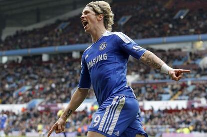 Torres celebra su gol al Aston Villa.
