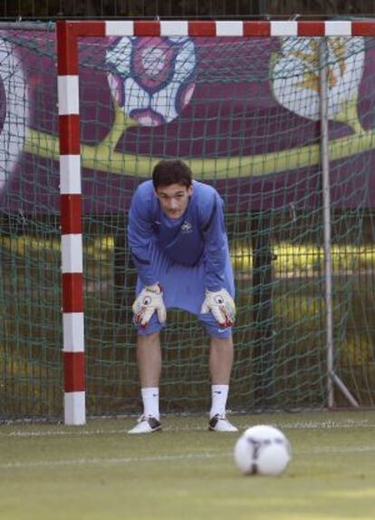 Lloris, en el entrenamiento de ayer.