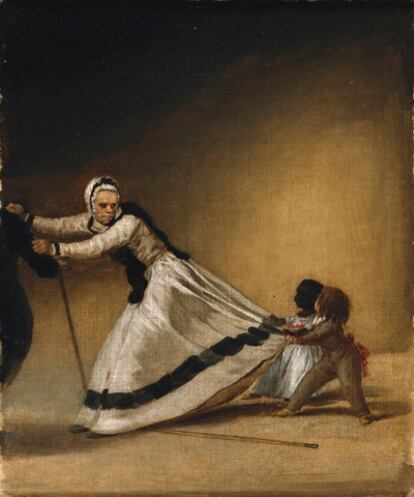 Francisco de Goya. <i>La Dueña de la duquesa de Alba</i> con el infante Luis de Berganza y María de la Luz (1795). Colección Arango