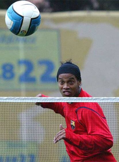 Ronaldinho, en un entrenamiento anterior