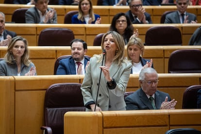 La portavoz del PP en el Senado, Alicia García, en la sesión de control del 25 de marzo.