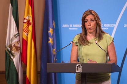 La consejera de Presidencia, Susana Díaz tras el Consejo de Gobierno.