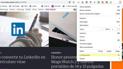 Cambiar carpeta de descargas en Chrome.