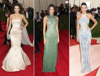 La gala anual en el Met es el evento del año organizado por Anna Wintour, editora de 'Vogue' USA, que nadie se quiere perder (a excepción de Amy Schumer). 2014 fue la primera vez que Kendall Jenner pisó la alfombra roja (a la izquierda), la fiesta de la industria de la moda del año que no se perdió ni en 2015 ni este año.