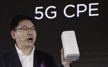 Richard Yu, CEO de Huawei Consumo, ayer en Pekín durante el anuncio de varios productos de la compañía relacionados con la tecnología 5G.