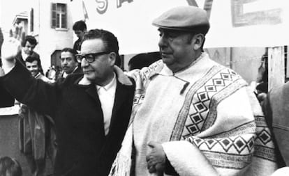 El expresidente de Chlie,Salvador Allende, y el poeta Pablo Neruda