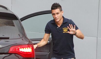 Callejón, a la llegada de un entrenamiento con el Real Madrid.