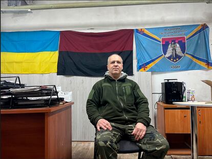 Dmitri, alias 'Doc,' at an outpost on the Kupiansk front.