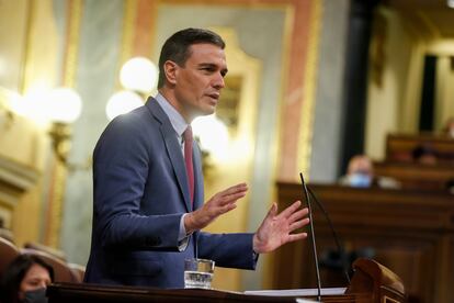 Pedro Sánchez, durante una comparecencia en el Congreso.