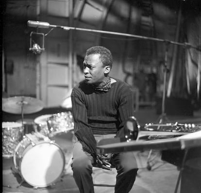 Miles Davis, durante unos ensayos en Nueva York el 2 de abril en 1959.
