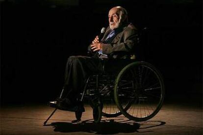 Josep Palau i Fabre, anoche en el homenaje que se tributó en el Palau de la Música Catalana.