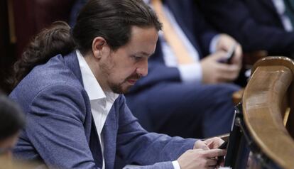 Pablo Iglesias, durante el debate de investidura.